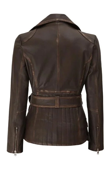 Brown Belted Leather Jacket