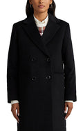 Black Double-Breasted Wool Blend Overcoat