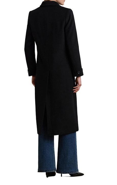 Classic Black Wool Long Overcoat