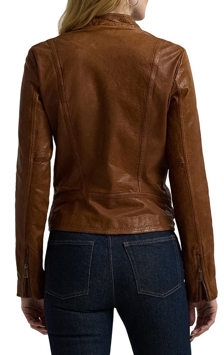  Brown Leather Biker Jacket