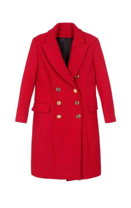 Red Double-Breasted Winter Coat