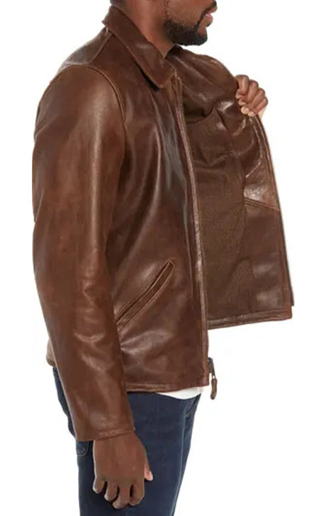 Waxed Naked Buffalo Leather Delivery Jacket | Brown