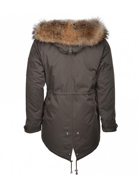 Hooded Parka with Raccoon Fur Trim and Removable Fur Lining